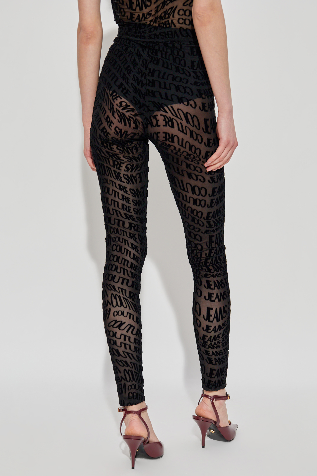 Versace Jeans Couture Monogram leggings with a velvety